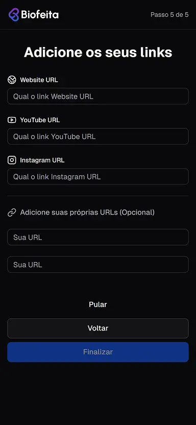 Dashboard da BioFeita